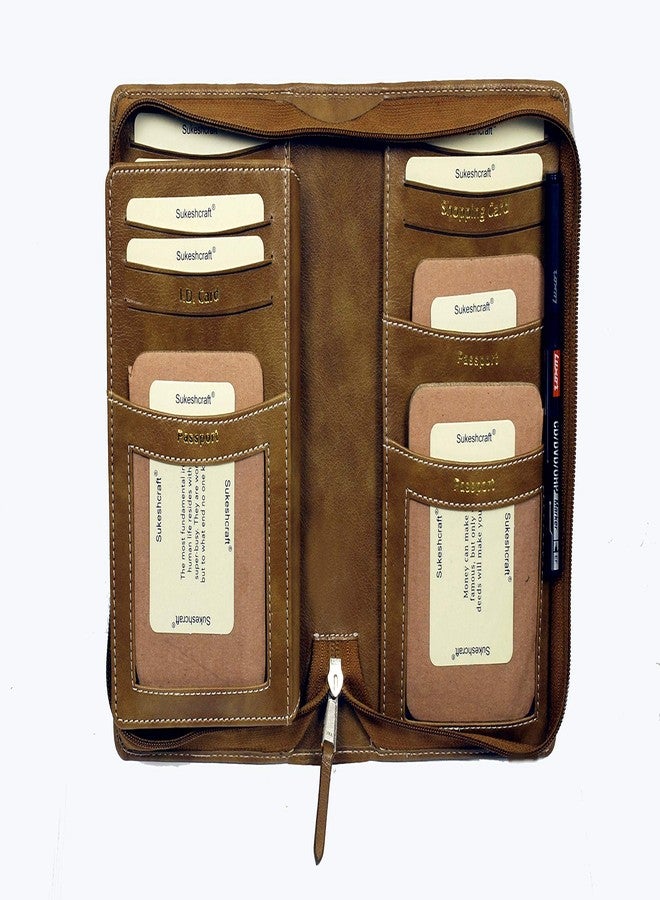 Sukeshcraft Unisex 6 Passports 3 Credit 3 I.D. 6 Shopping Card Holder (2TonBrown)) - Image 4